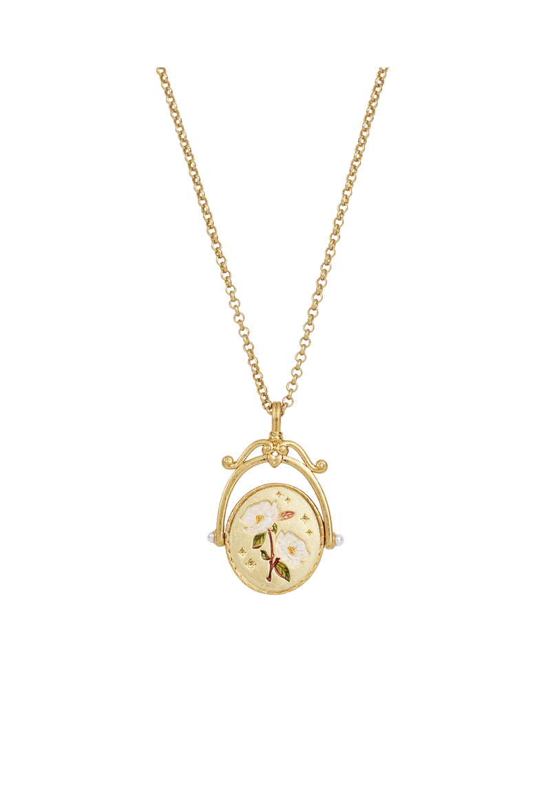 M Initial Magnolia Gold Spinner Chain Necklace, Alternate, color, Gold