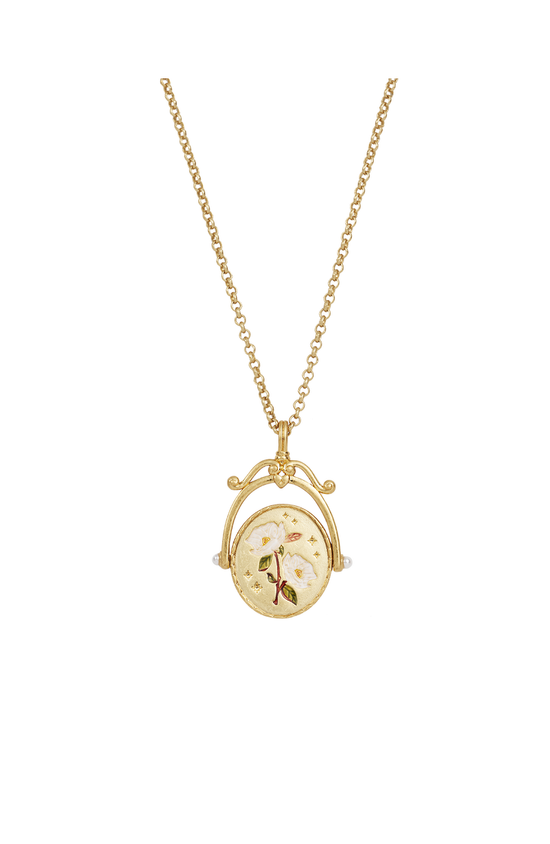 Fable England M Initial Magnolia Gold Spinner Chain Necklace, Alternate, color, Gold