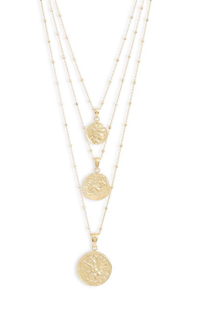 Adina's Jewels Adina’s Jewels Coin Set of 3 Necklaces, Main, color,