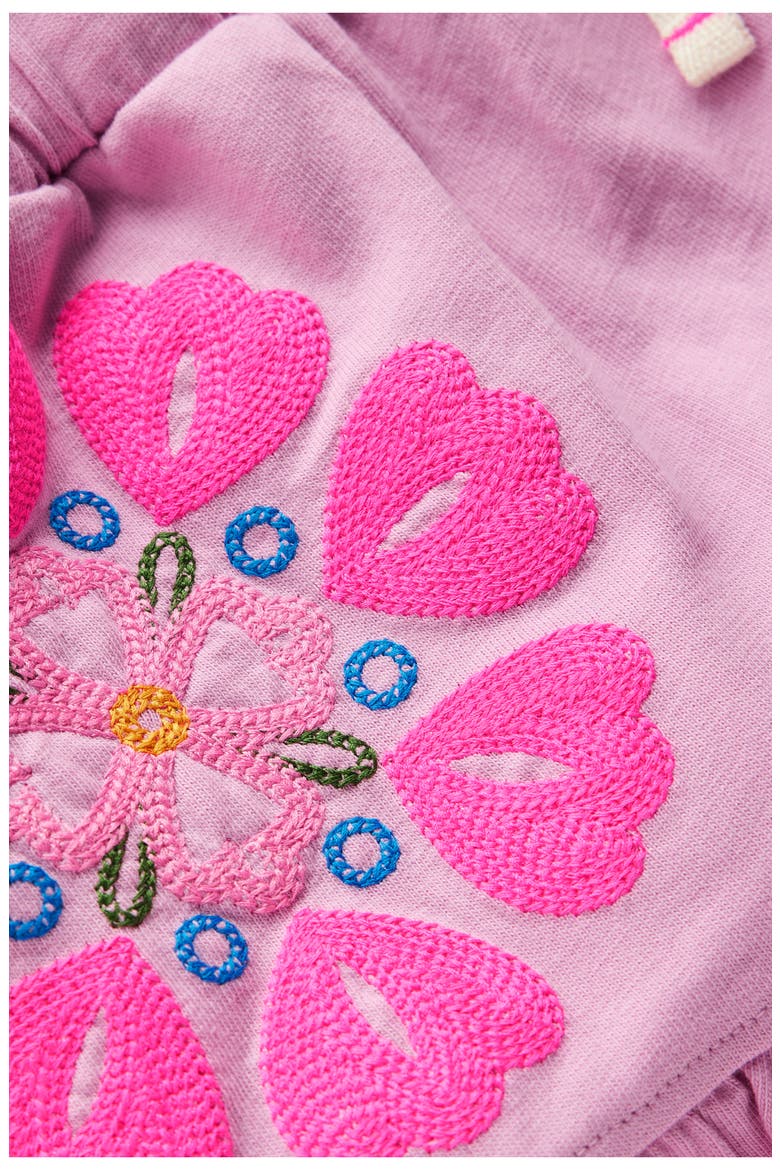 Kids' Embroidered Cotton Jersey Shorts, Alternate, color, PINK PUNCH EMBROIDERY