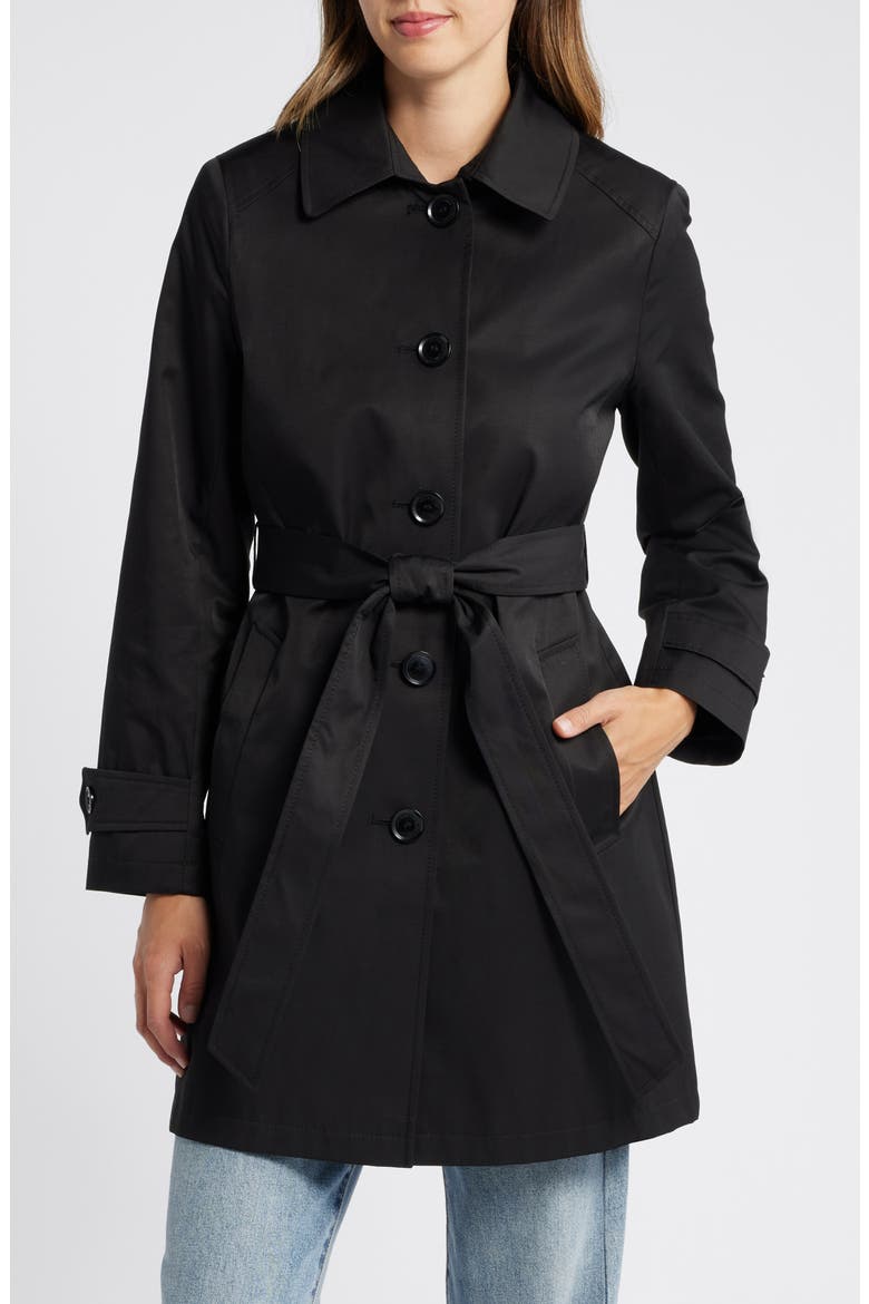 Trench Coat with Removable Hood, Main, color, BLACK