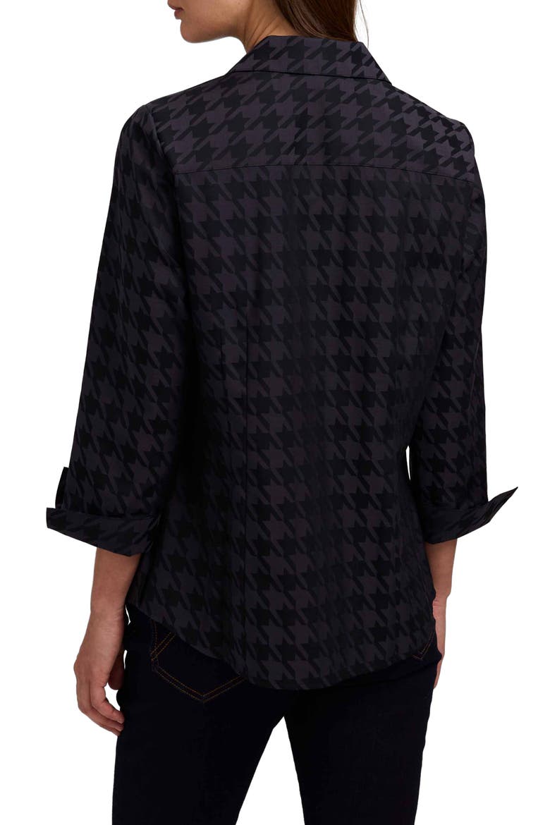 Taylor Houndstooth Jacquard Button-Up Shirt, Alternate, color, BLACK