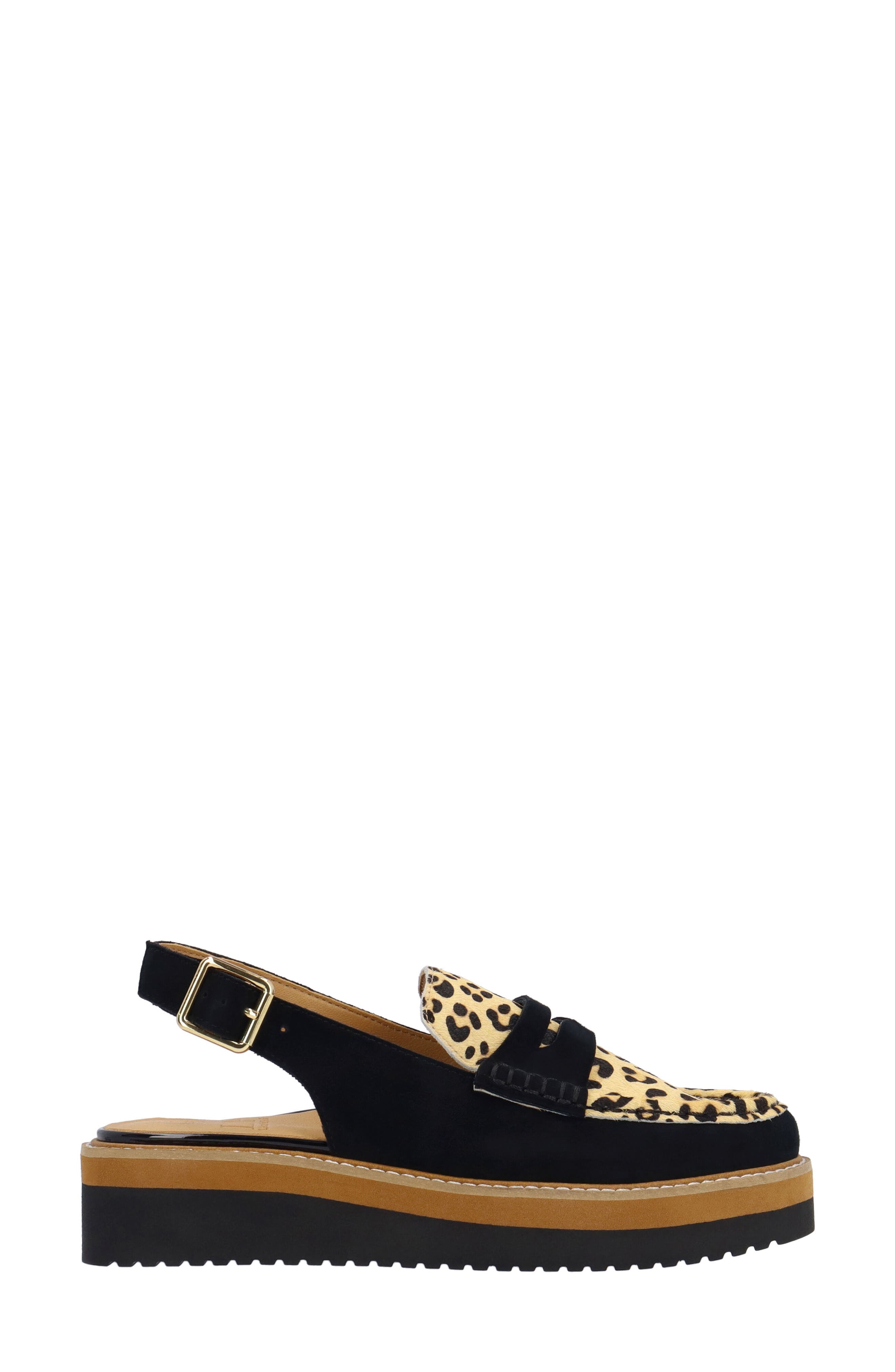 L'Amour des Pieds Zuree Genuine Calf Hair Slingback Loafer, Alternate, color, Black/ Brown