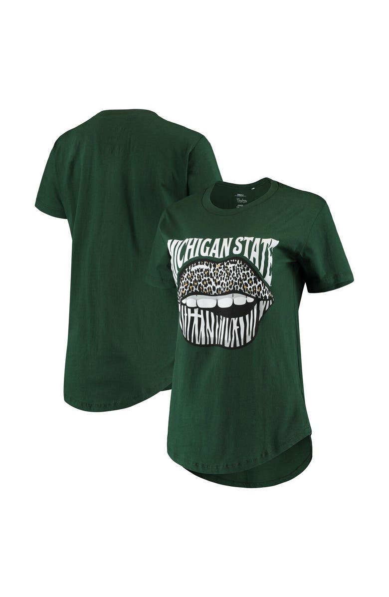 PRESSBOX Women's Pressbox Green Michigan State Spartans Wild Lips Core T-Shirt, Main, color, Green