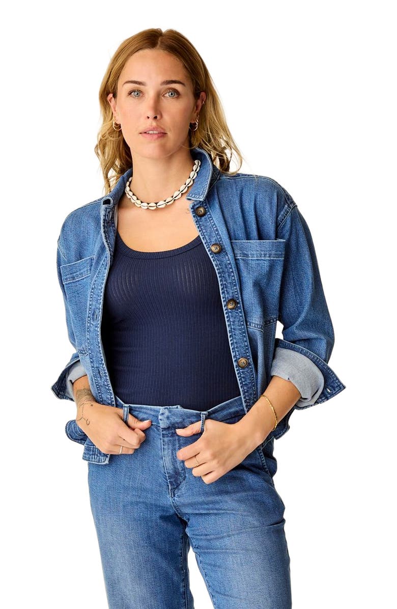 Carve Designs Flora Denim Shacket, Alternate, color, Magnolia