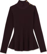 Reiss Isabella Rib Mock Neck Peplum Top