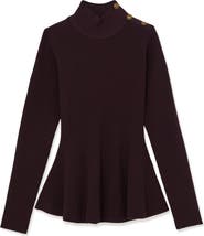 Reiss Isabella Rib Mock Neck Peplum Top