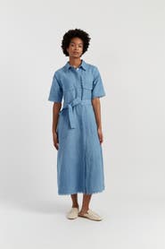 Chinti & Parker Linen-Blend Scallop Shirt Dress