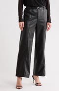 T Tahari High Waist Wide Leg Faux Leather Pants