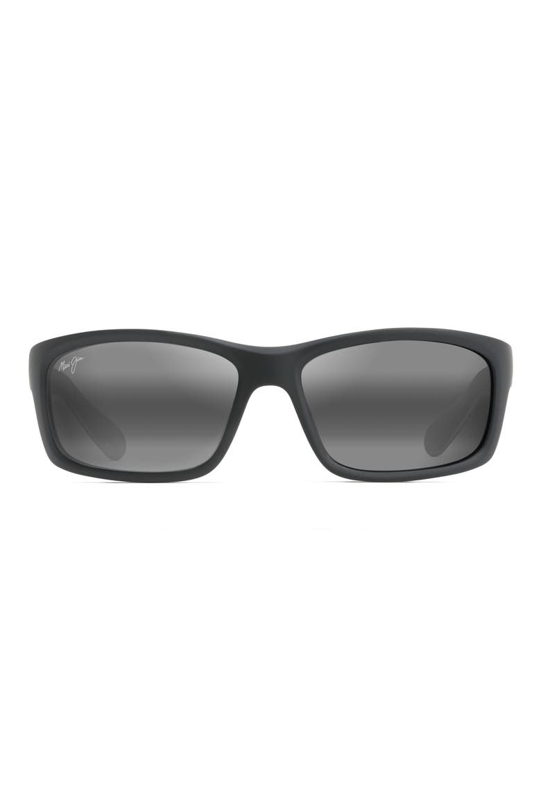 Kanaio Coast 61mm PolarizedPlus2® Rectangular Sunglasses, Main, color, MATTE BLACK/WHITE/BLUE
