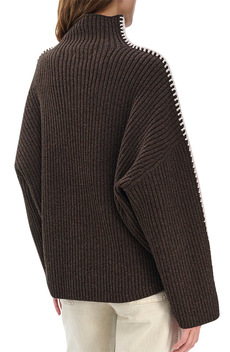 rag & bone Ingrid Turtleneck Rib Sweater, Alternate, color, Brown