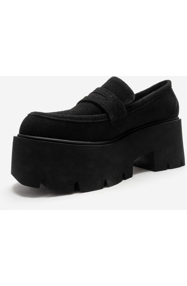 Prologue Shoes Santia Chunky Platform Loafer, Alternate, color, Black Suede