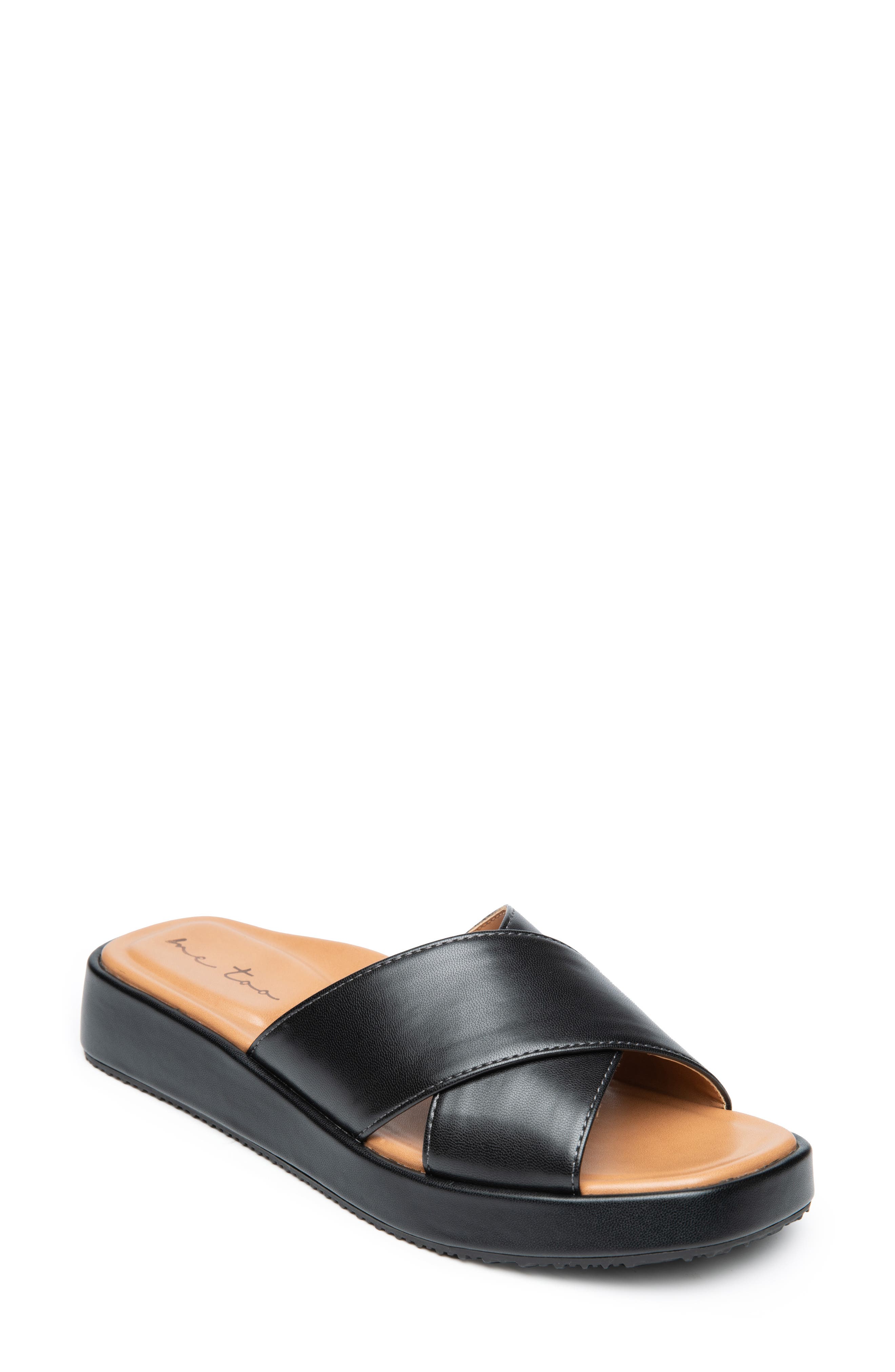 Me Too Linzi Platform Slide Sandal, Main, color, Black