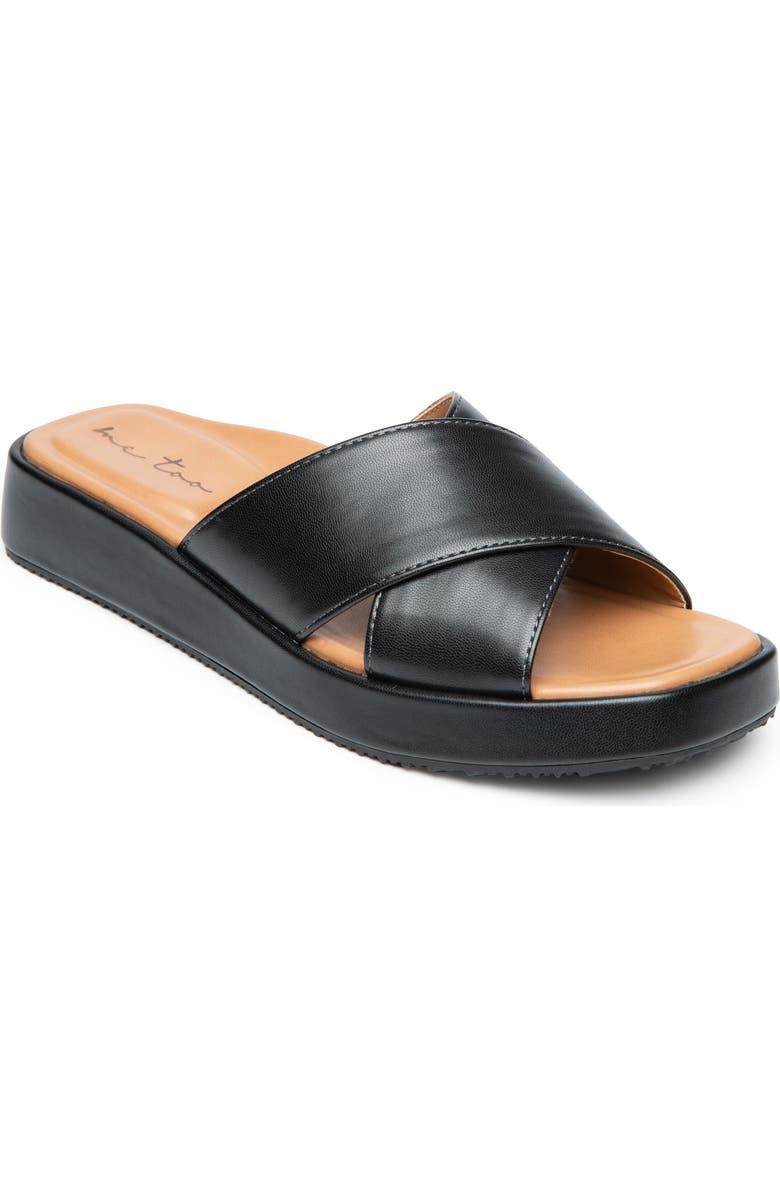 Me Too Linzi Platform Slide Sandal, Main, color, Black