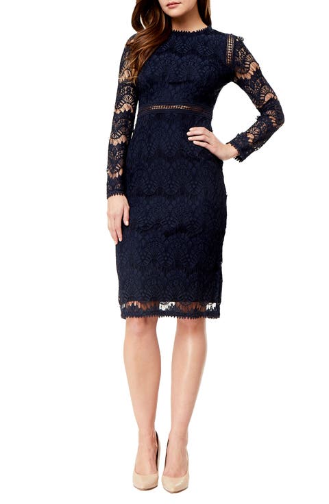 Lace Long Sleeve Midi Dress