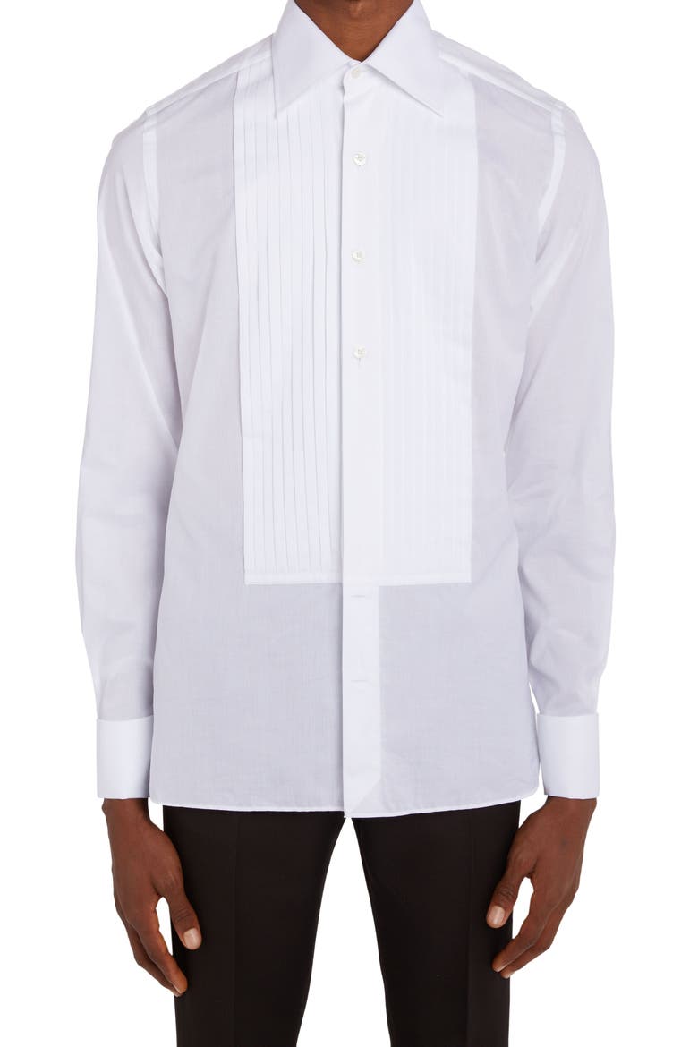 Slim Fit Poplin Tuxedo Shirt, Main, color, OPTICAL WHITE