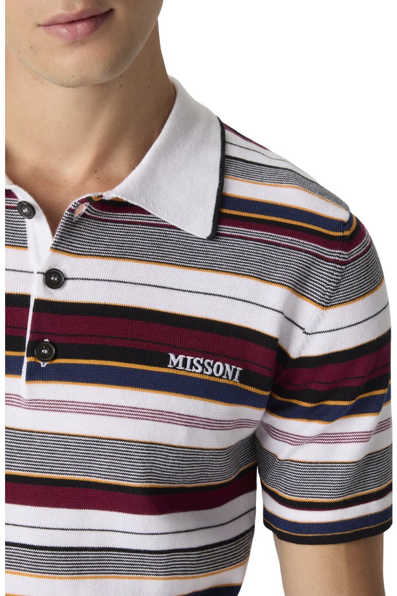 Striped Cotton Polo Shirt With Embroidered Logo Lettering, Alternate, color, Red Multi
