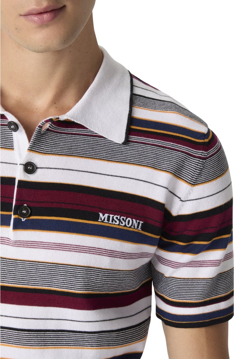 Missoni Striped Cotton Polo Shirt With Embroidered Logo Lettering, Alternate, color, Multicoloured