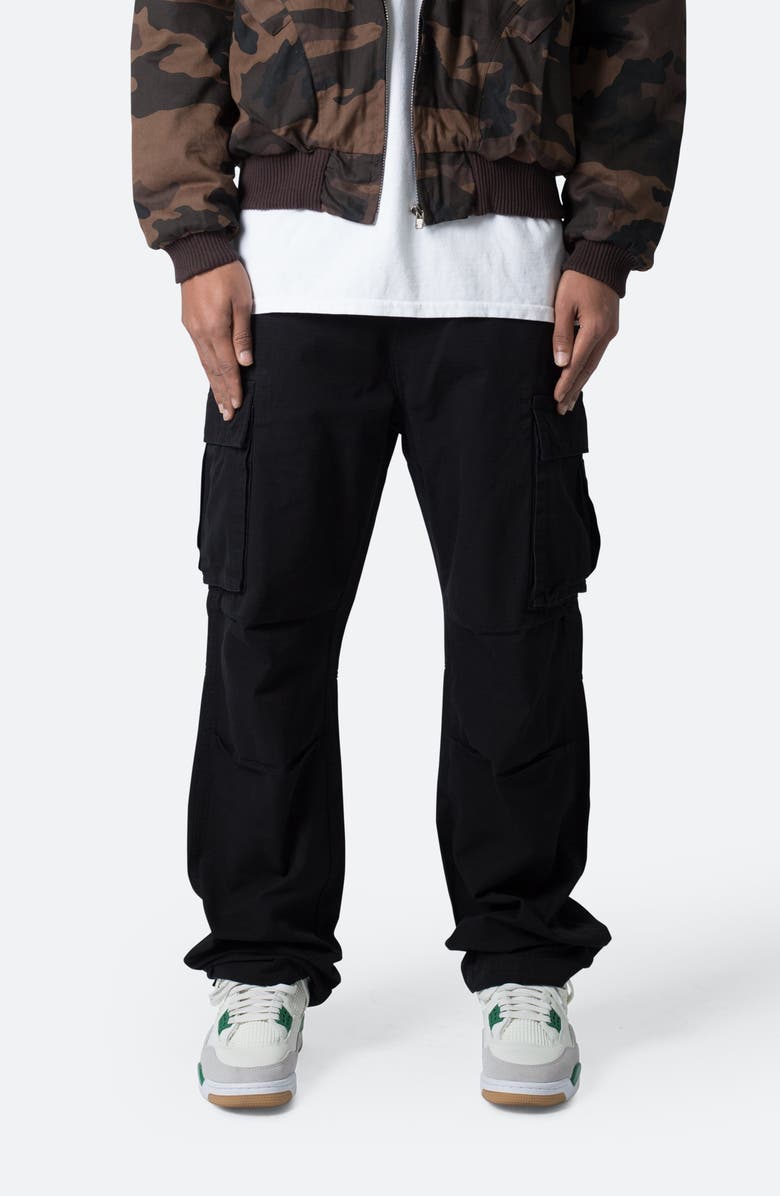 mnml Ultra Baggy Cotton Cargo Pants, Main, color, Black