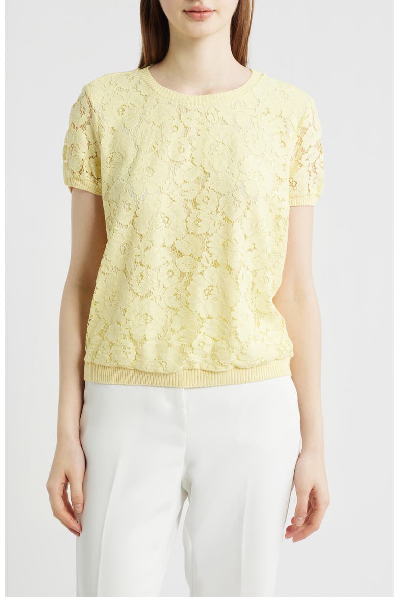 Lace Front Sweater, Main, color, BUTTERCUP