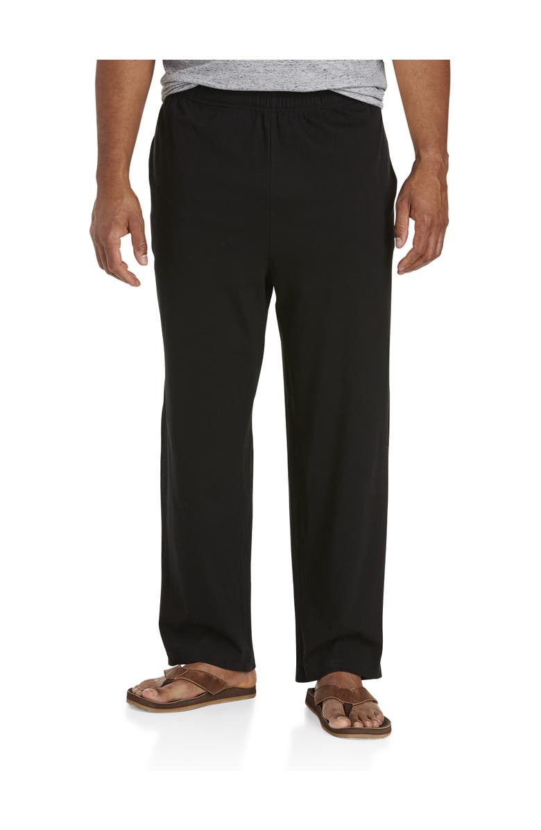 Harbor Bay by DXL Big & Tall Open-Hemmed Jersey Pants, Main, color, Black