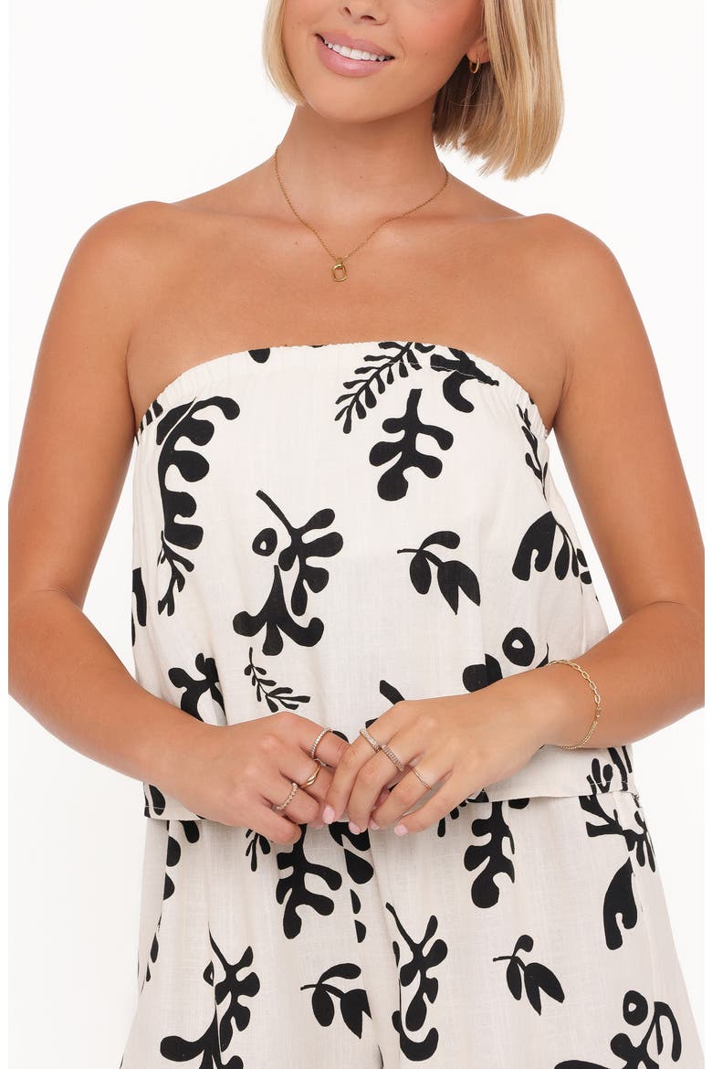 Ravenna Print Strapless Romper, Alternate, color, CREAM BLACK FLORAL