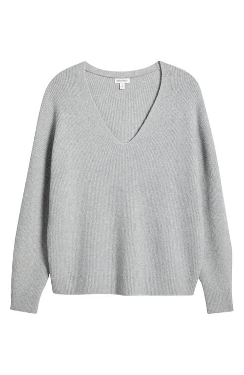 Nordstrom Sparkle V-neck Sweater In Grey Heather- Silver Lurex