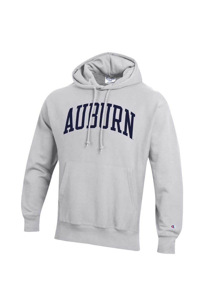 Men's Champion Heathered Gray Auburn Tigers Team Arch Reverse Weave Pullover Hoodie, Alternate, color, Heather Gray