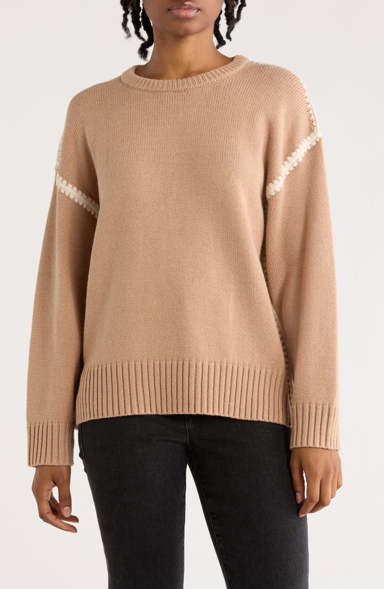 Blu Pepper Stitched Sweater, Main, color, Mocha
