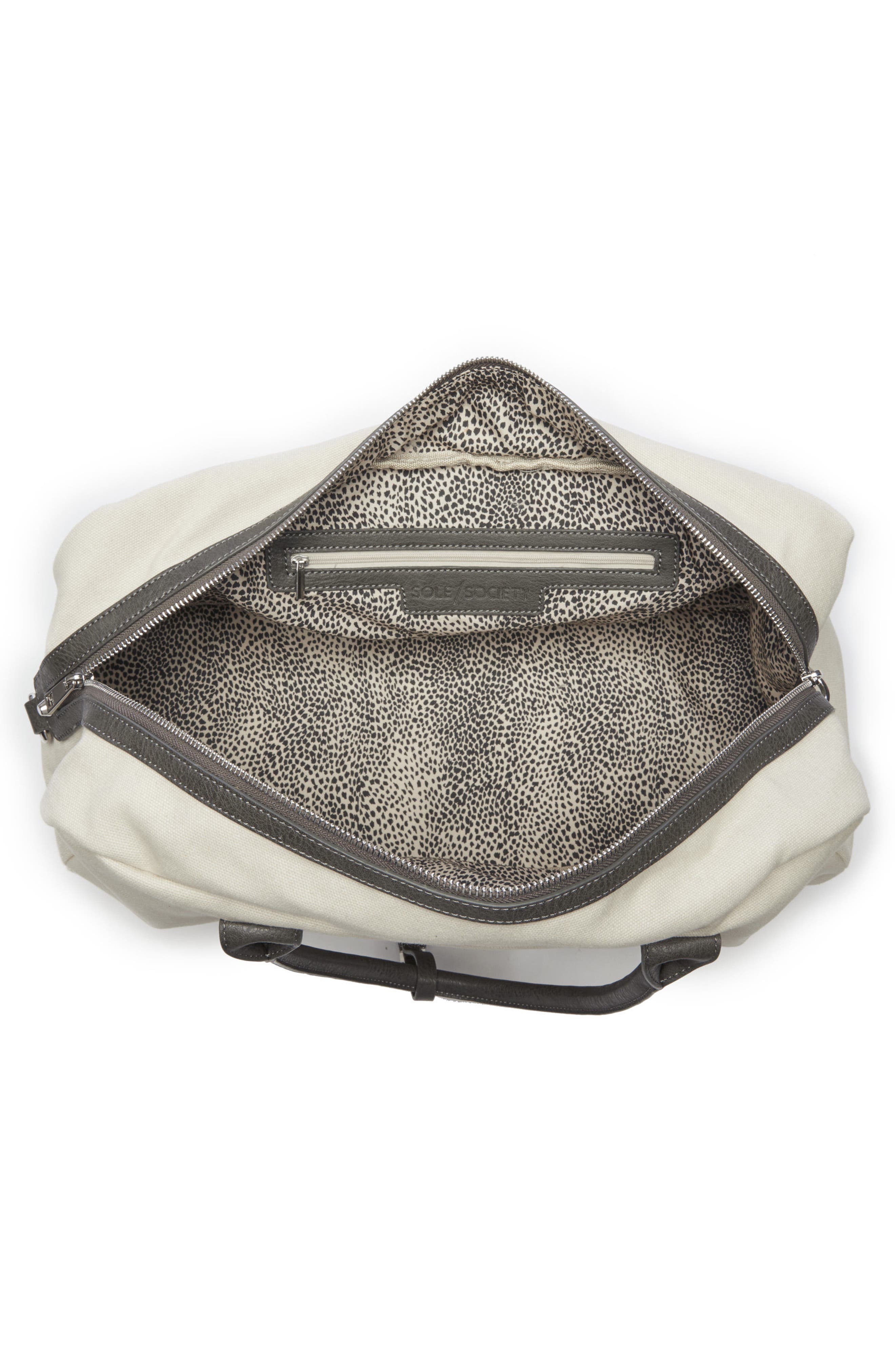Faux Leather Weekend Bag, Alternate, color, NATURAL COMBO