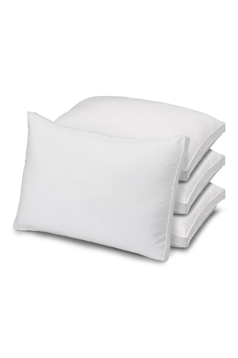 Gusseted Medium Density Plush Down Alternative Pillow, for All Sleep Positions, Set of 4, Main, color, WHITE