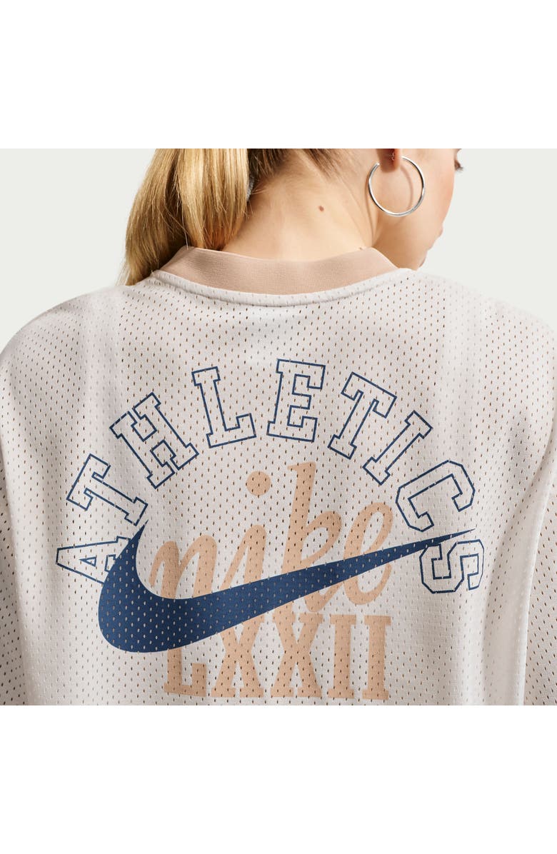 Nike Oversize Heritage Crop Mesh Jersey, Alternate, color, Sail/ Linen/ Linen