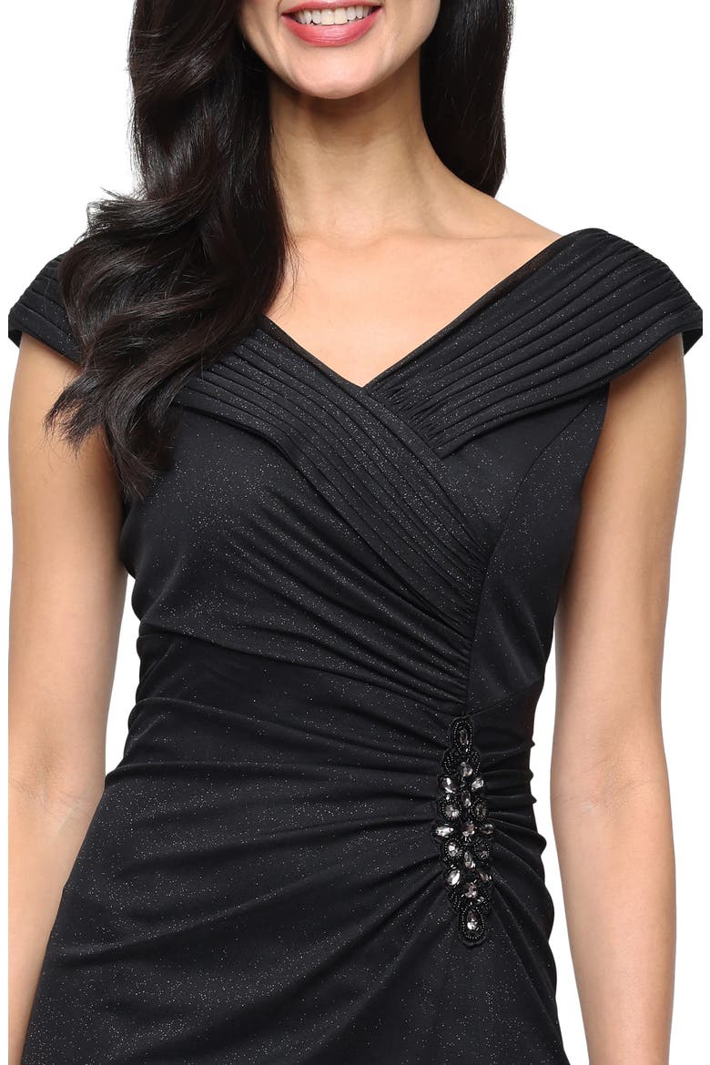 Glitter Mesh Gown, Alternate, color, BLACK
