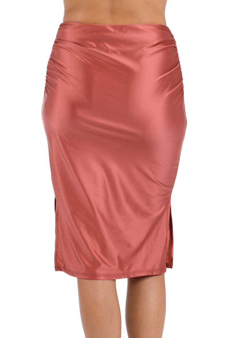 Earth Cover-Up Satin Skirt, Alternate, color, SIENNA