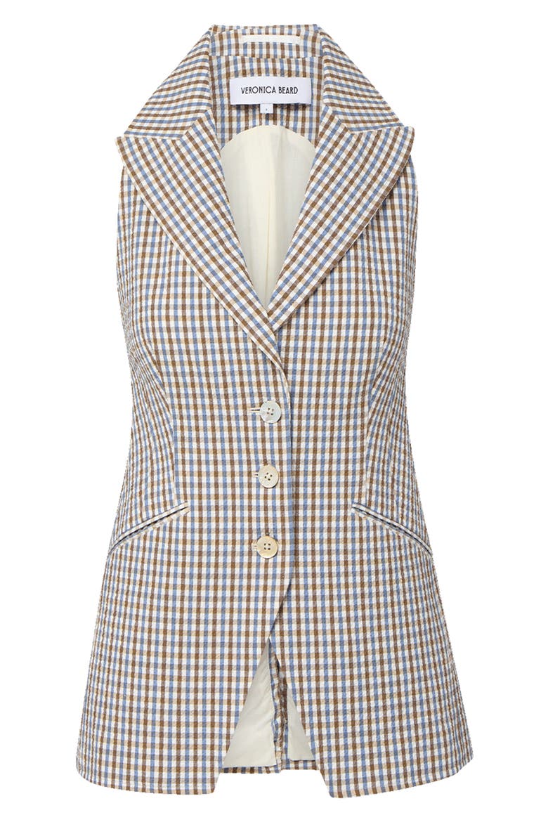Costa Stretch Cotton Gingham Vest, Alternate, color, ACORN MULTI