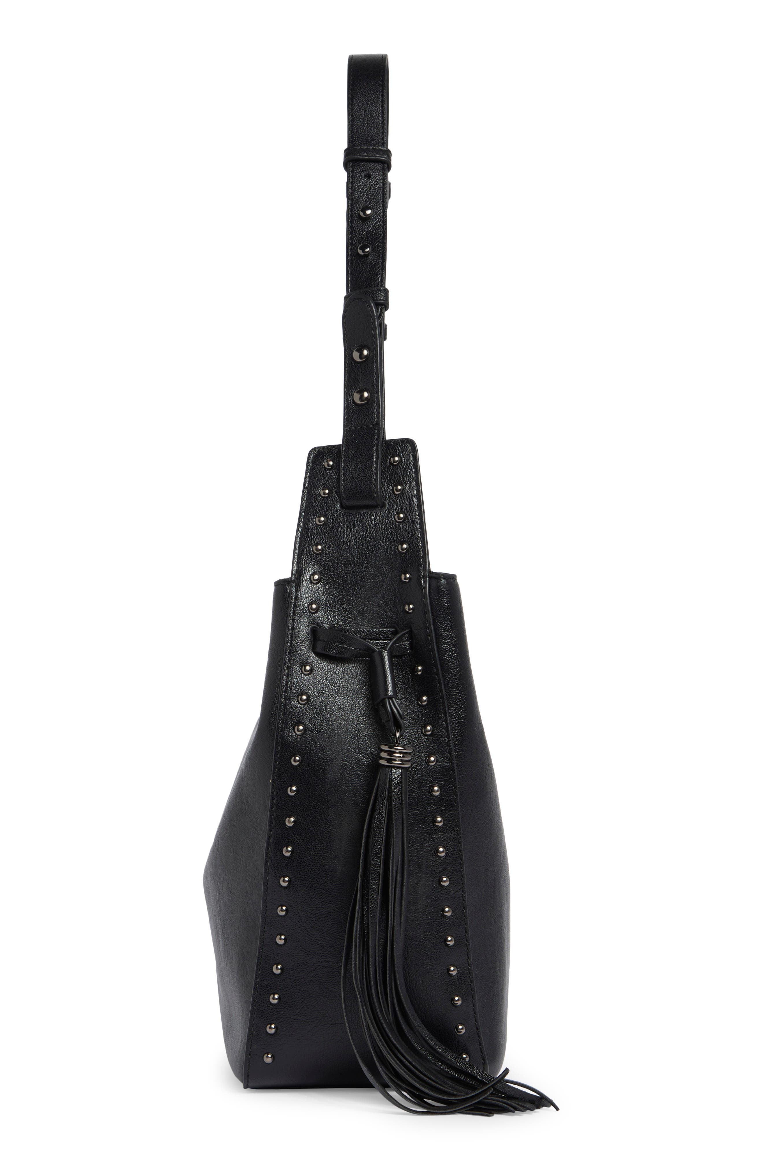 Steve Madden Suri Faux Leather Bucket Bag, Alternate, color, Black