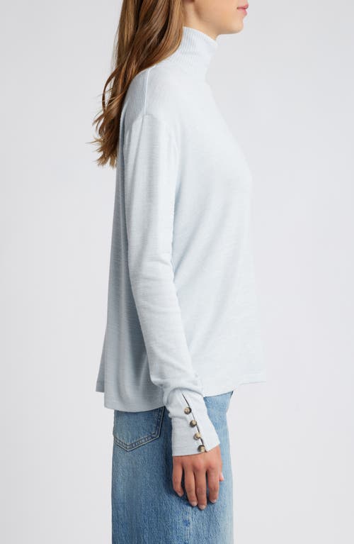 Rag & Bone Boxy Button & Loop Turtleneck In Blue