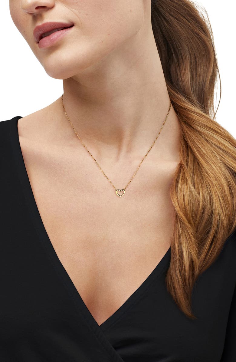 Frankie & Zoe Open Heart Pendant Necklace, Alternate, color, Yellow Gold