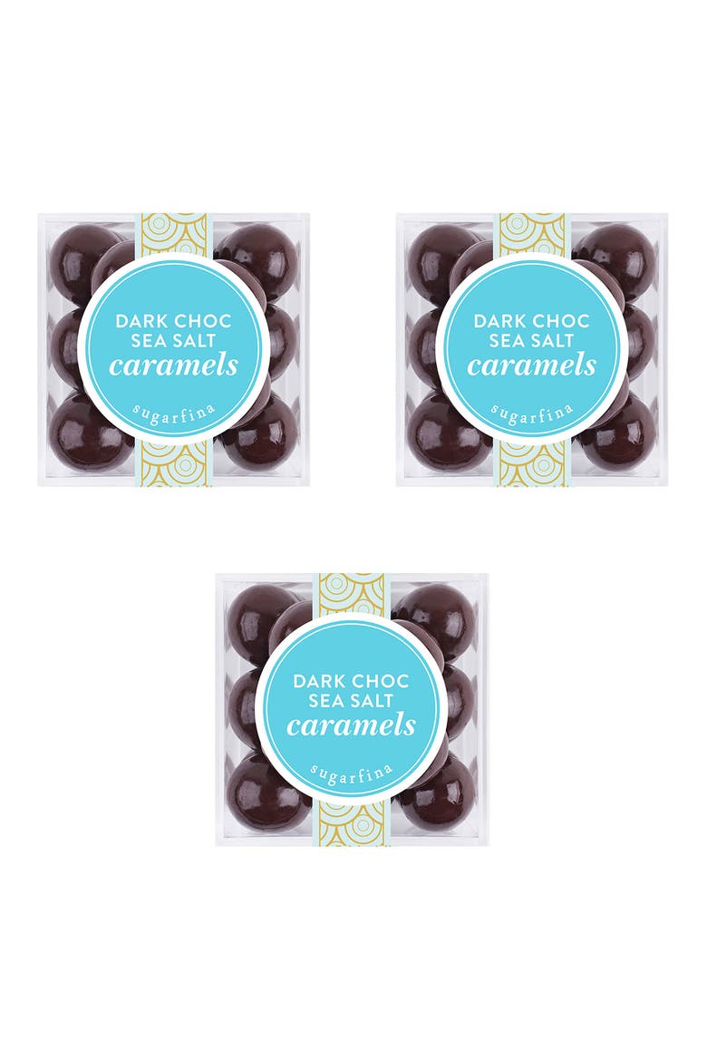 Dark Chocolate Sea Salt Caramel 4-Piece Candy Cubes, Main, color, BLUE