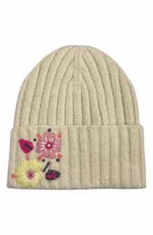 MARCUS ADLER Flower Embroidered Beanie