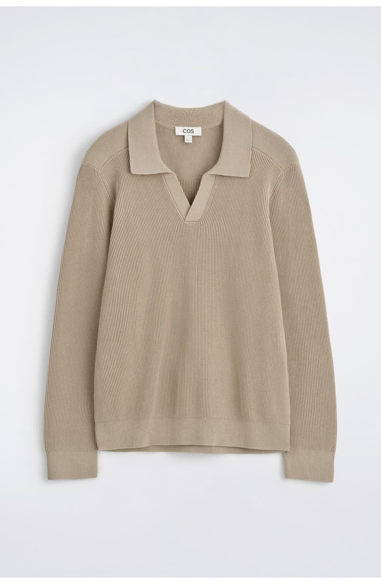 COS Cotton Polo Jumper, Alternate, color, Beige