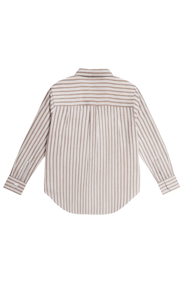 Nelle Atelier The Chacha Petite Button Down Shirt, Alternate, color, Chocolate Stripe