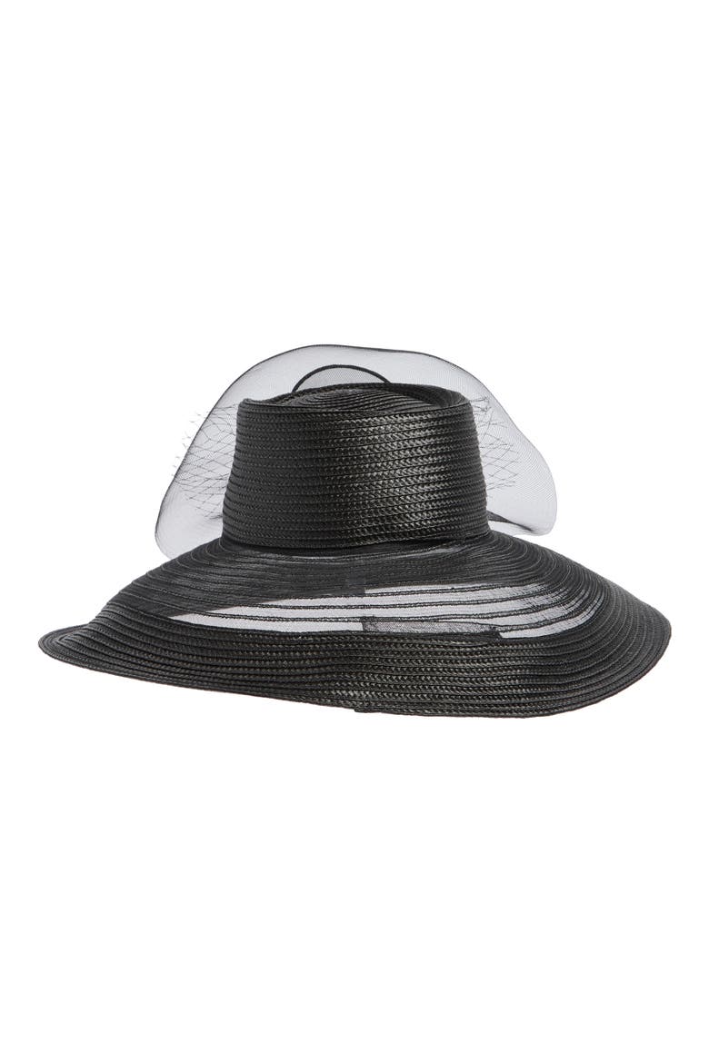 Sheer Edge Wide Brim Fascinator, Alternate, color, BLACK