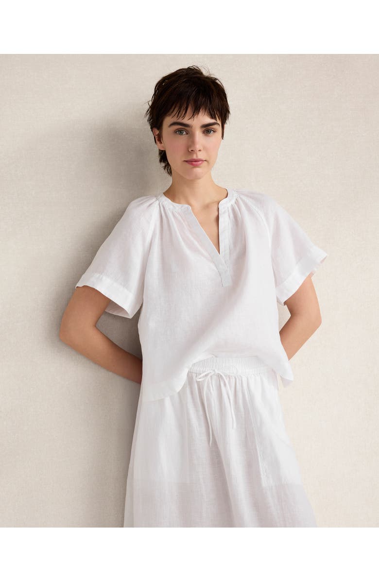 Haven Well Within Linen Gathered V-Neck Top, Main, color, White