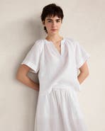 Haven Well Within Linen Gathered V-Neck Top