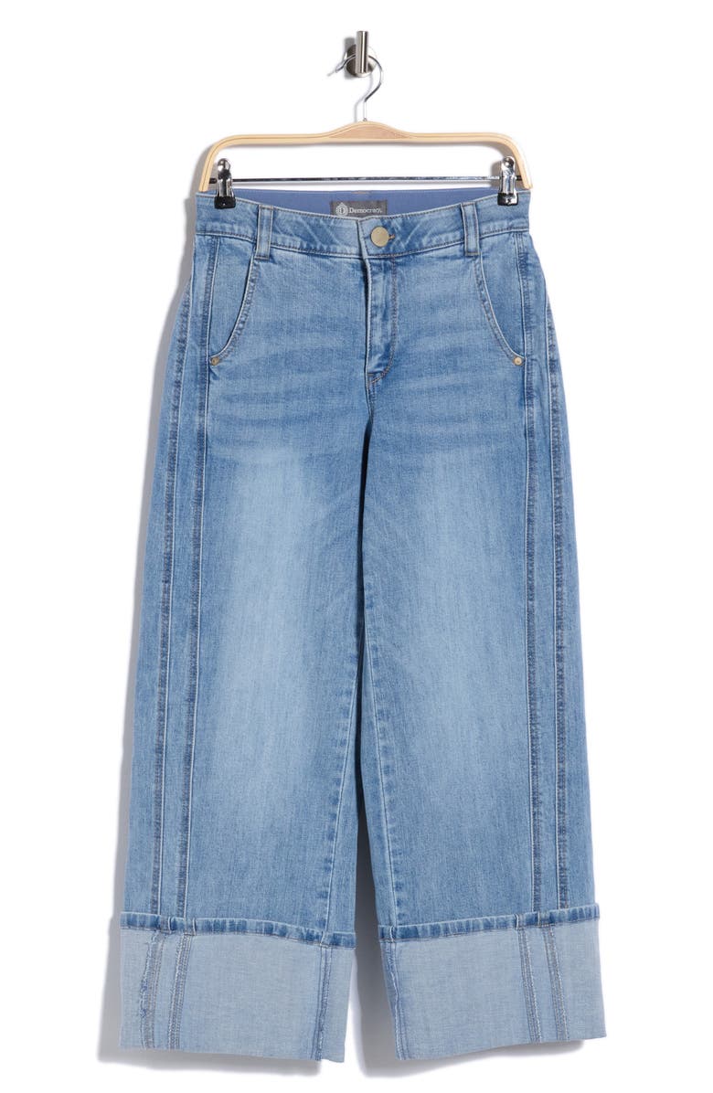 Democracy Cuffed Wide Leg Cropped Jeans, Main, color, Lt Blue Artisanal