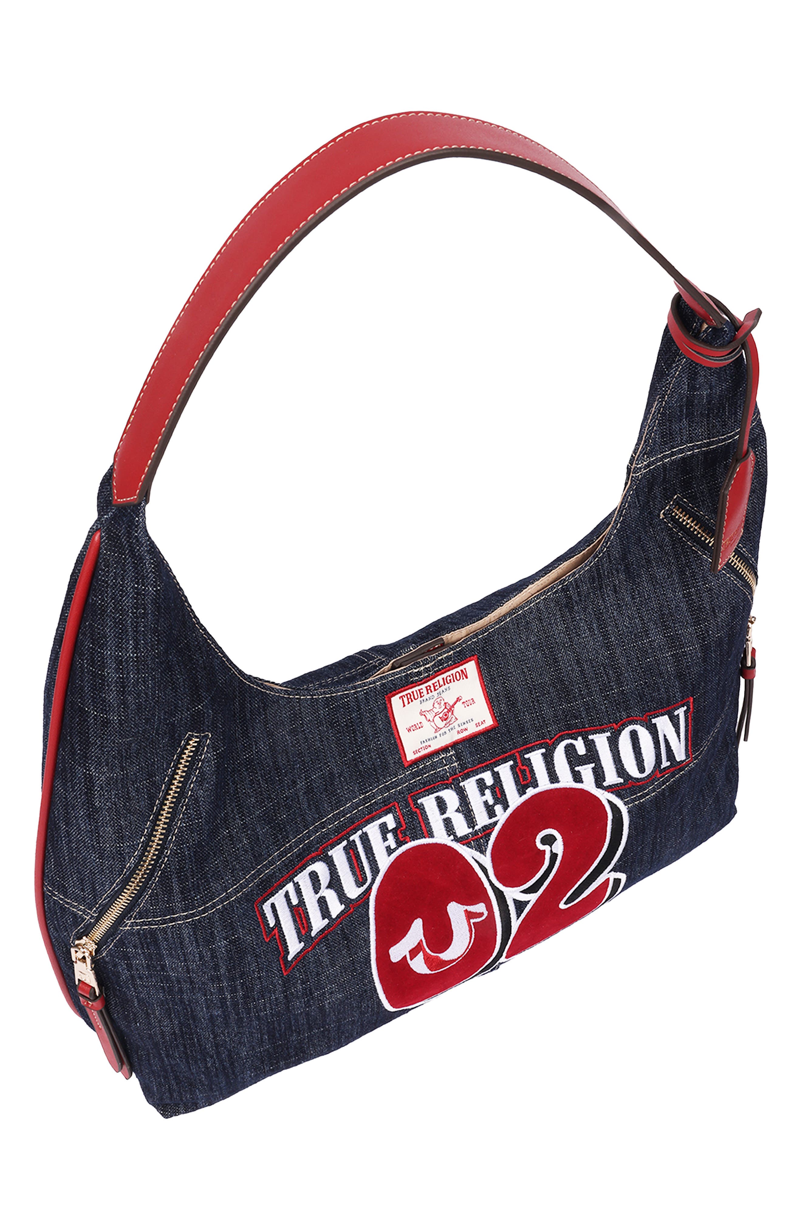 Varsity Logo Zip Pocket Hobo, Alternate, color, DARK DENIM