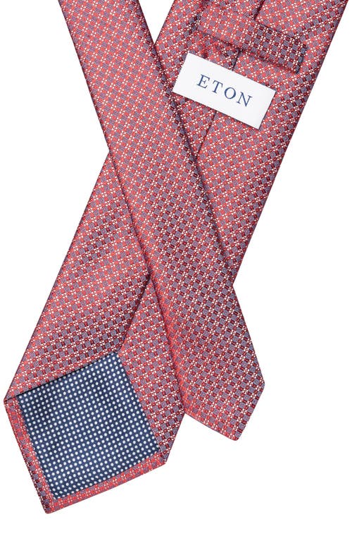 Eton Diamond Silk Tie In Medium Red