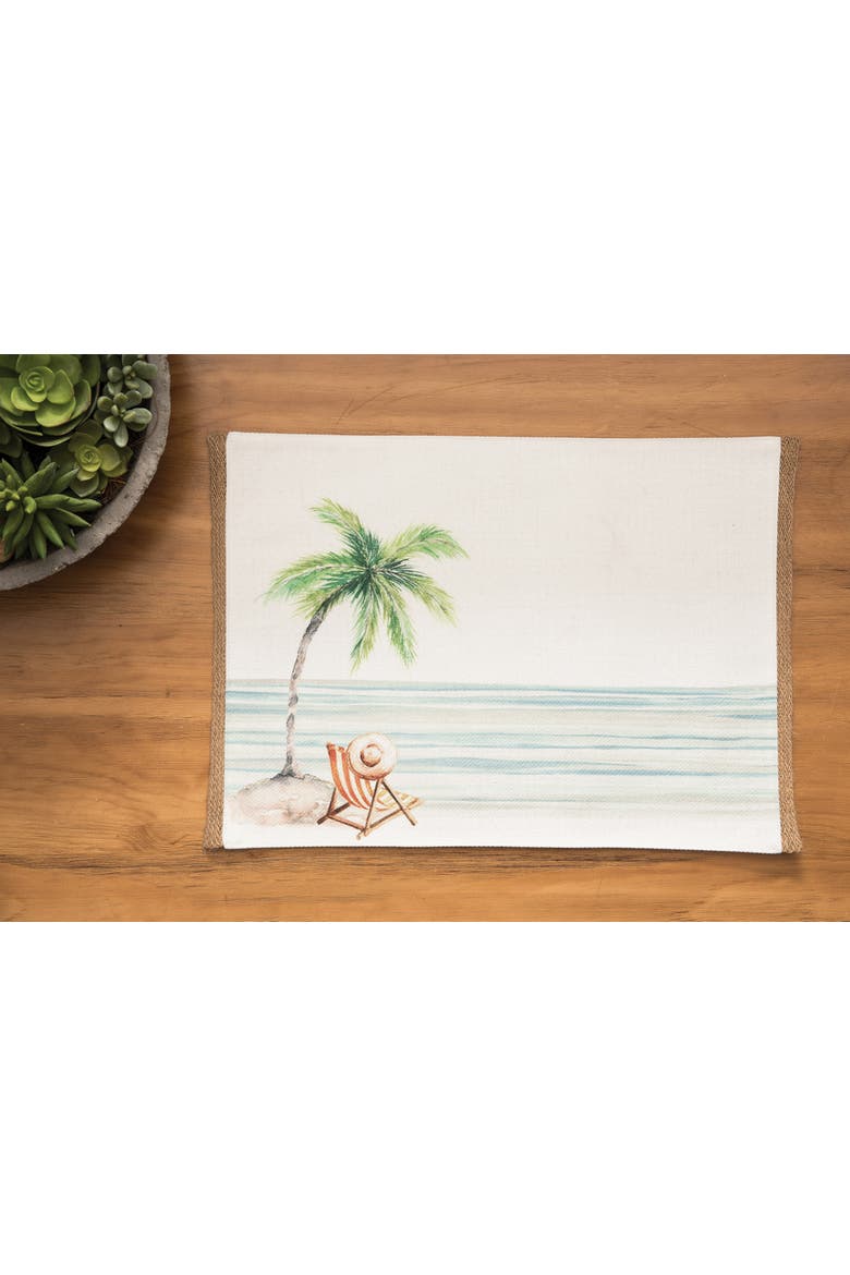 Life Is Better At The Beach Embroidered Placemats Set of 6 Coastal, 13" x 16", Alternate, color, Blue