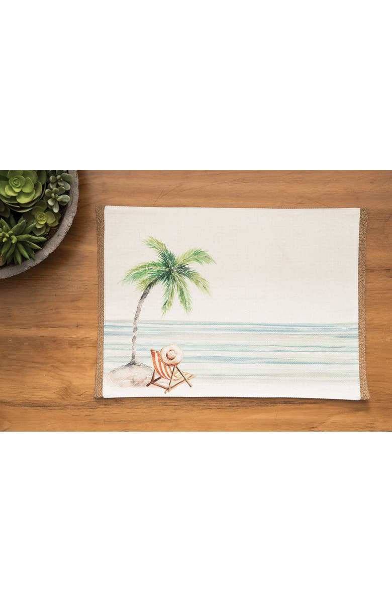 C&F Home Life Is Better At The Beach Embroidered Placemats Set of 6 Coastal, 13" x 16", Alternate, color, Blue